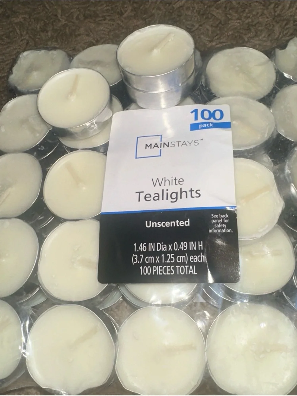 2 Mainstays White Tealight Candles - 2 Pack Presentation